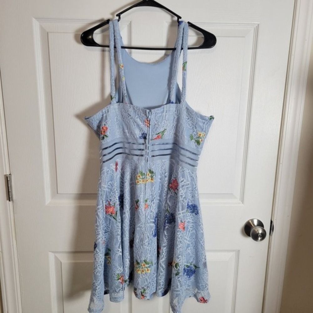 City Studio Fit and Flare Dress-Blue floral-Juniors‎ 15 - Picture 3 of 7
